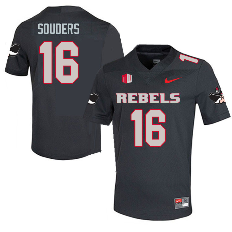 Men #16 Kalvin Souders UNLV Rebels College Football Jerseys Sale-Charcoal